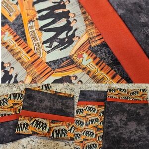 Handmade N'SYNC Pillowcases with Terracotta & Black Design